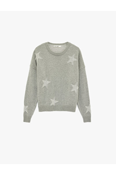 Koton Star Patterned Long Sleeve Crew Neck Knit Sweater