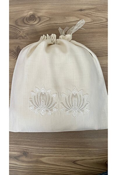 Acurmans Terlik-Ayakkabı Çamaşır Kesesi Fransız Danteli Detaylı ( Kapuçino Ga...