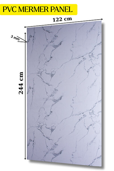 DECOALA PVC Mermer Görünümlü Duvar Paneli 122x244 cm (2 Adet)- Dekoratif Su G...
