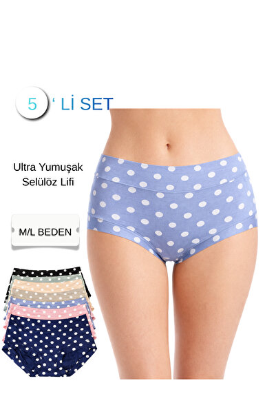 UN REAL Women's High Waist Polka Dot Panties Set of 5 – Ultra Soft-Thin Stitc...