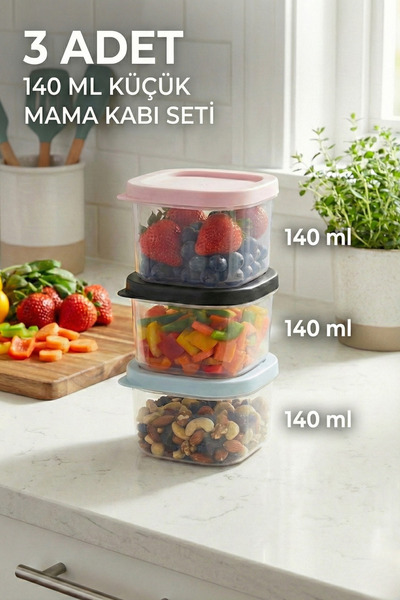 Poomy 3-Piece Baby Food Storage Container Set 140 ml - Mini Storage Container...