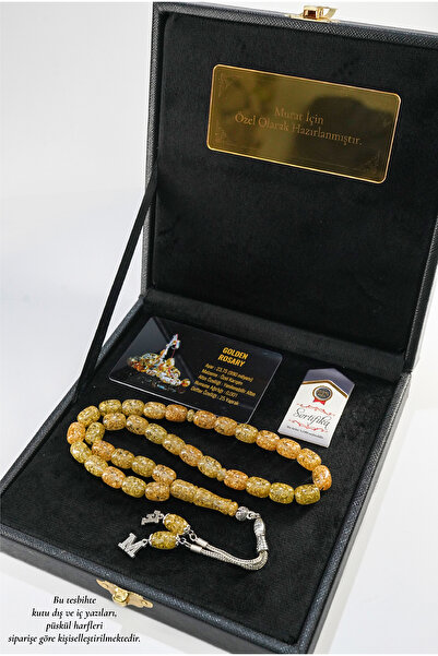 TESBİHSARAYI Altın Parçacıklı Tesbih - Golden Rosary – Kişiye Özel Kare Kutu ...