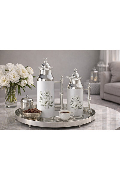 REFAN Luxurious hospitality thermos set with elegant white flowers 🤍✨ Two ca...