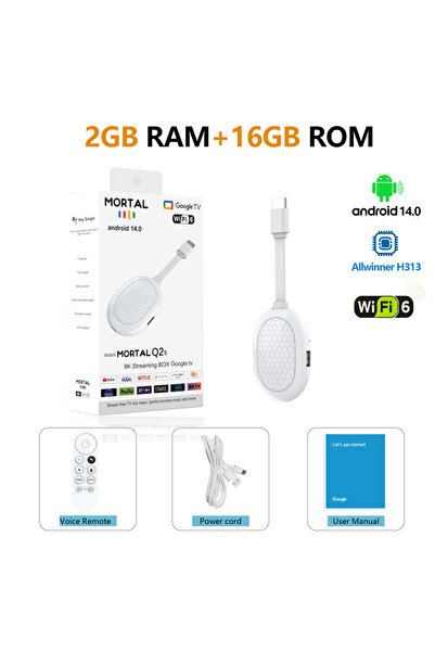 Choice جهاز Q2S الذكي للتلفزيون، بسعة 2 جيجابايت و16 جيجابايت، مزود بخاصية ال...