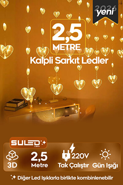 SULED Kalpli Sarkıtlar 2,5 Metre 220V Gün Işığı Dekoratif Perde, Cam, Oda Süs...