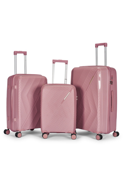 LİMRA A travel luggage set consisting of 3 wheeled suitcases with a sturdy an...