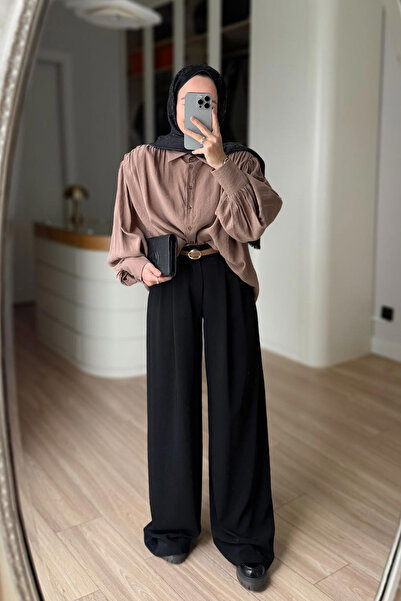 Ka Hijab Pleated Palazzo Trousers - Black