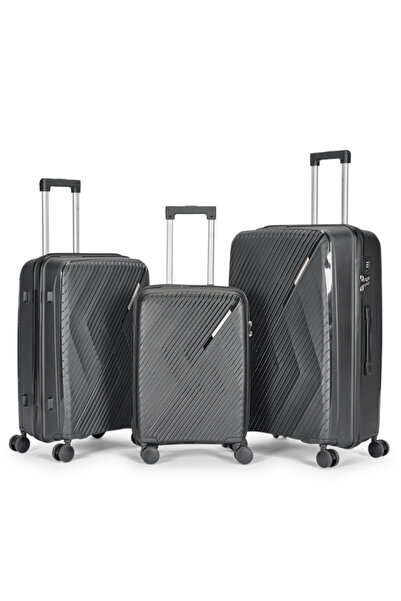 LİMRA A travel luggage set consisting of 3 wheeled suitcases with a sturdy an...