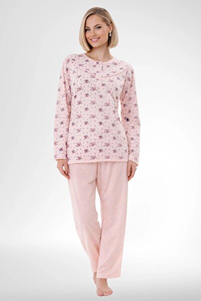 Mecit Pijama Дамски пижамен комплект с дълги ръкави и флорални мотиви, размер...