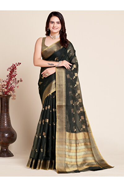 MYSMAR Black Silk Saree - STT2476 | Black