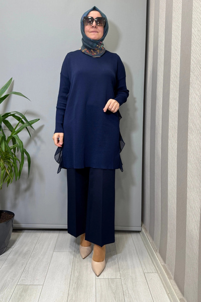 Ghisa Chiffon Detailed Tunic Navy Blue 25Yobtnk4689