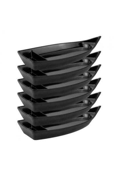 Raki Set of 6 SHIBUI melamine sushi plates, boat type, 302x141xh36mm