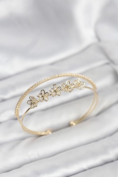 Inure Jewelry Flower Model Brass Gold Color Women's Bracelet