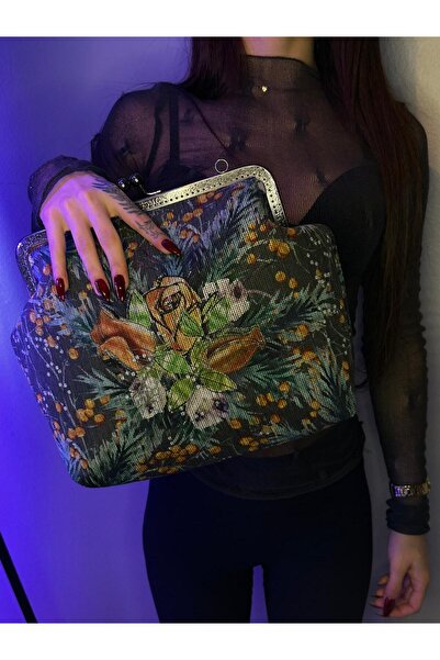 Aysa Çanta ve Aksesuar Özgün Desenli Kilitli Kadın El Çantası - Sanatsal Dese...
