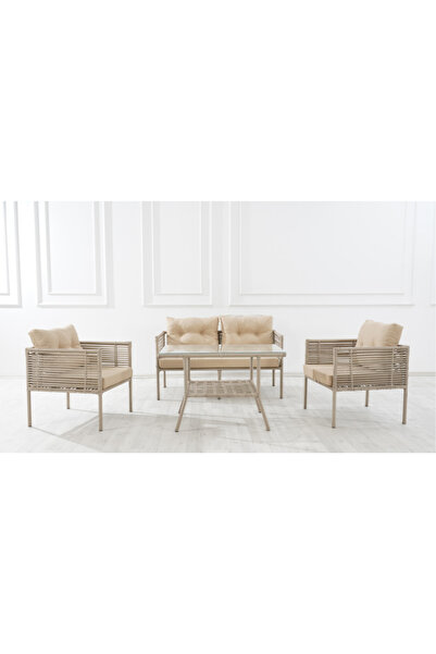 NOVAZEN GARDEN Aura Rattan Bahçe&Balkon Mobilyası Takımı | 2+1+1+Masa | 5 Par...