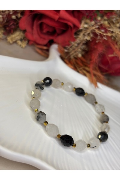 Moonstone Accessories سوار من حجر الروتيل الكوارتز والهيماتيت الطبيعي |   الش...