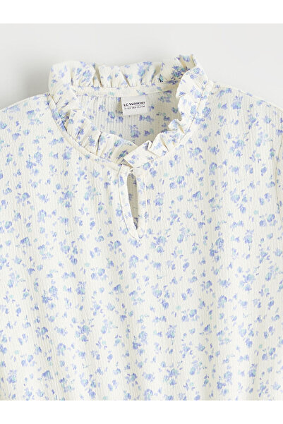 LC Waikiki Φόρεμα κοριτσιού με ψηλό γιακά και λουλούδια