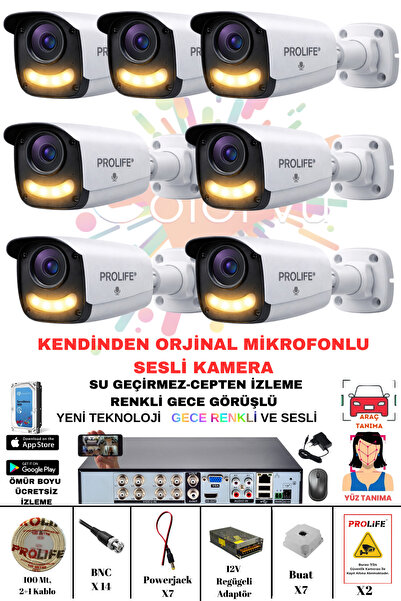 PROLİFE 7 Lİ Sesli Güvenlik Kamerası 5 Mp Gece Renkli Yüz Ve Araç Tanımalı Fu...