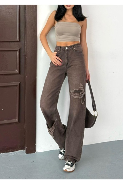 ADAMODA.RO Wide leg jeans with asymmetric design