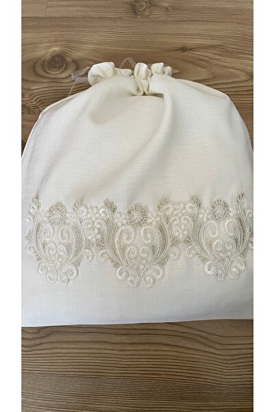 Acurmans Terlik-Ayakkabı Çamaşır Kesesi Fransız Danteli Detaylı ( Krem Garden...