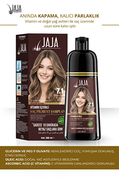 Jaja Ash Brown Hair Pigment Shampoo 7.1 |   300 ml & Contains Vitamins
