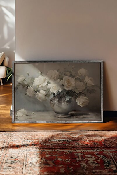 Postifull Tablou vintage, poster cu rama argintie, decor de perete vintage