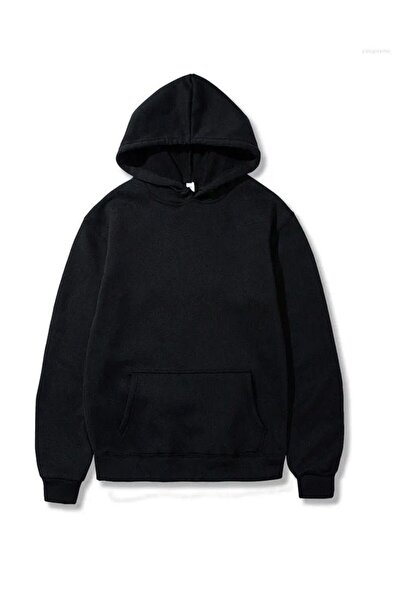 ELNOYA سويت شيرت كاجوال بأكمام طويلة للجنسين باللون الأسود مطبوع