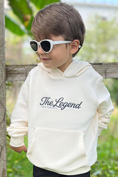Breeze Boy's Sweatshirt Hooded Summer Embroidered 4-8 Years Old, Cream