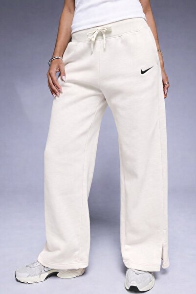 Nike Phoenix Fleece Wide High Rise Sweatpants Women's High Waist Slit Wide Le...