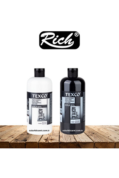 Rich Texco 400ml Akrilik Boya Set / Beyaz + Siyah | Profesyonel Akrilik Boya