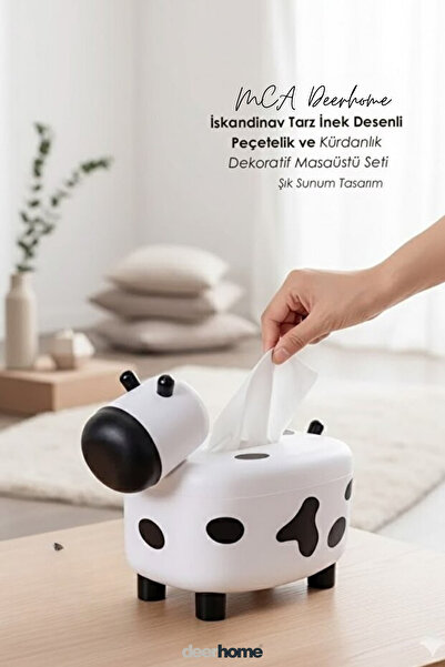 MCA Deerhome Sevimli İnek Tasarımlı Mıknatıslı Tuzluk ve Peçetelik