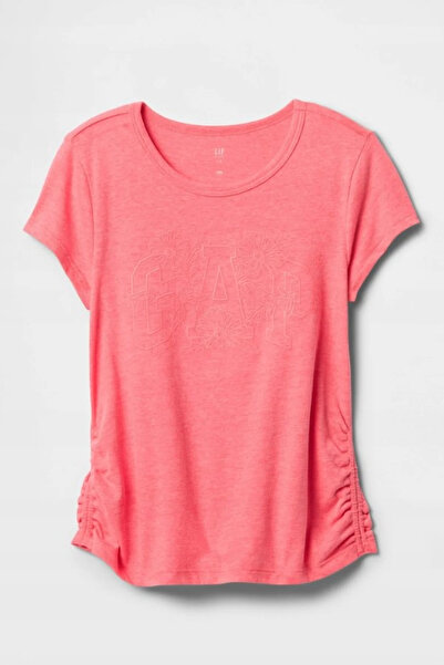 GAP ROZ Tricou cu logo în V și drapaj lateral pentru femei/fete Cod model: (7...