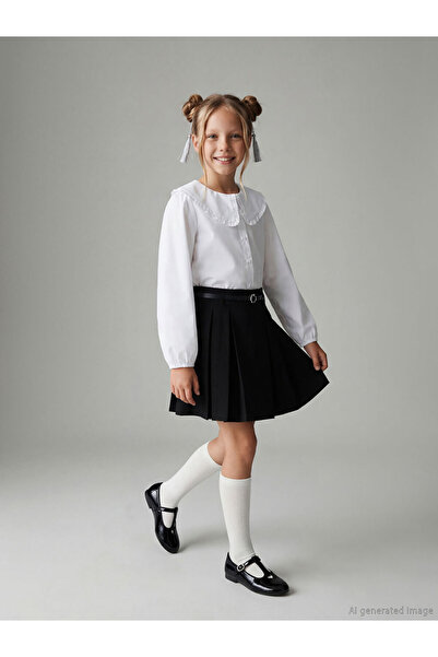 LC Waikiki LCW Kids Черна плисирана къса пола за момичета
