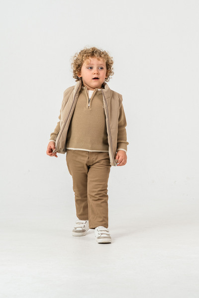 LUCY EXCLUSİVE Beige 4-Piece Knitwear (Pants; T-Shirt; Sweater; Vest) Holiday...