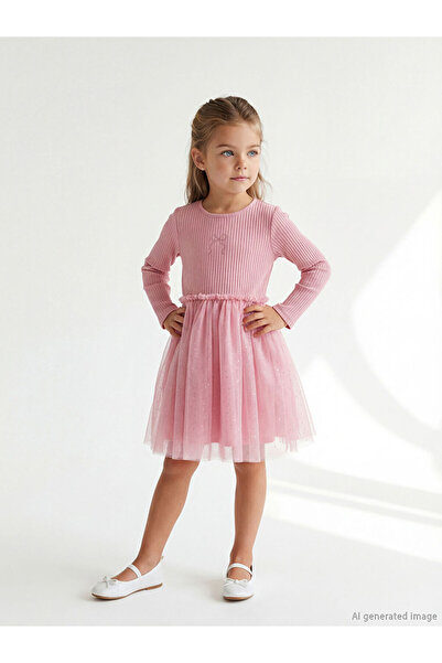 LC Waikiki okrugla kragna Devojčica haljina sa mašnom