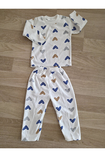 Kalpli Baskılı %100 Pamuk Bebek Pijama Takımı Gece Giyim