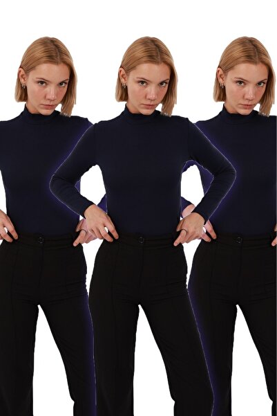 Ventuno Giyim 3-Piece Advantage Pack Set Women's Long Sleeve Half Turtleneck ...