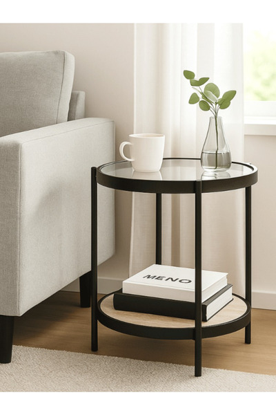 Bec4 Two-tier round side table - modern space-saving design