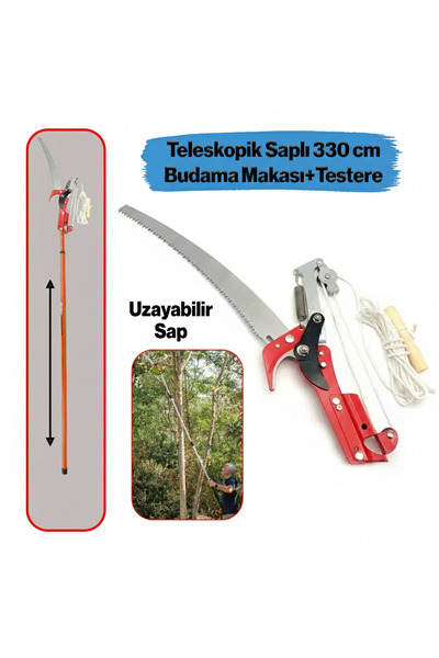 Toptancı Amca Ρυθμιζόμενη τηλεσκοπική λαβή αλουμινίου 330 cm Πριόνι κλαδέματο...