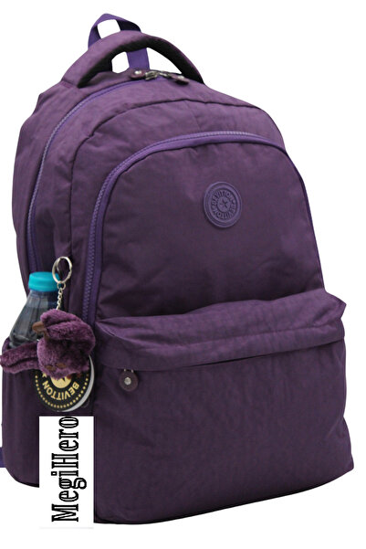MegiHero 2200 Water Resistant Fabric School Bag Unisex School Backpack Purple