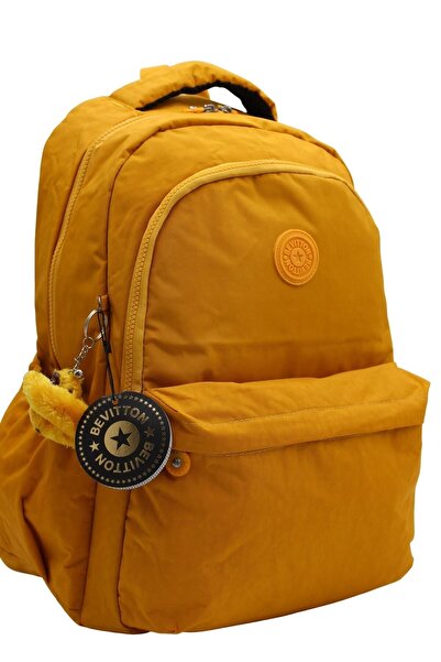 MegiHero 2200 Mustard Water Resistant Fabric School Bag Unisex School Backpack