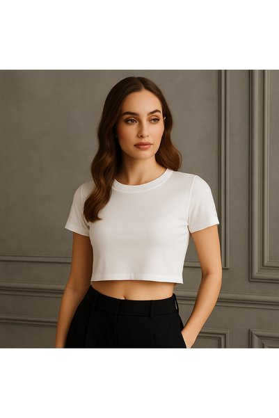 ALPİNGOMOU Women's Basic Short Sleeve Crop T-Shirt – Casual & Stylish Fit