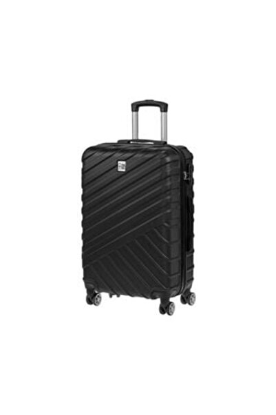 Jumbo Black Trolley Suitcase with Relief Stripes 35 L