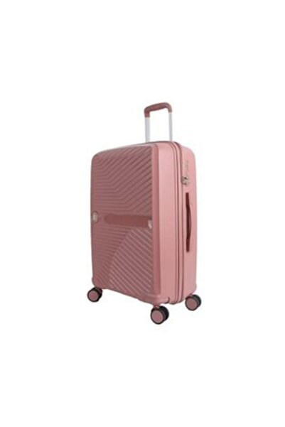 Jumbo Pink Striped Trolley Suitcase 33 L