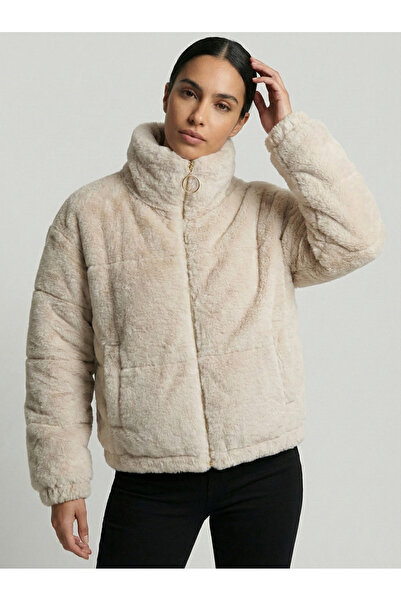 NEW JOURNAL Women's Stone Fleto Pocket Quilted Plush Coat Ayr225