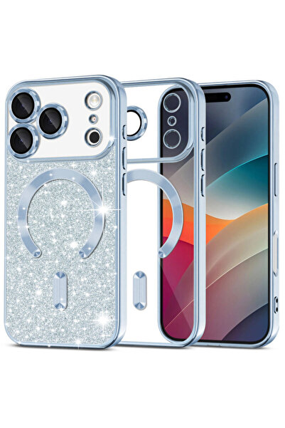 Techsuit Πολυτελής θήκη MagSafe με γκλίτερ για iPhone 17 Pro Max, μπλε