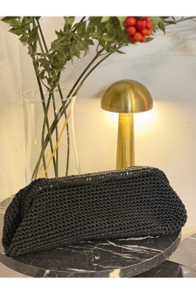 MODA Siyah Örme Clutch Çanta – Astarsız Minimal El Çantası