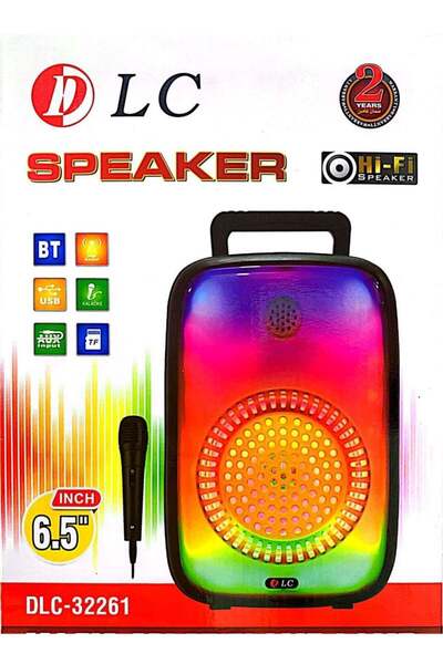 LC مكبر صوت بلوتوث مع ميكروفون 6.5 بوصة - مكبر صوت محمول للحفلات مع أضواء RGB