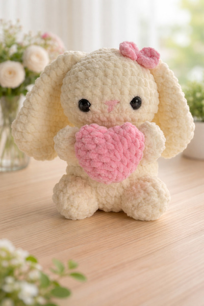 crafted by Nilüfer hediywlik kalpli tavşan