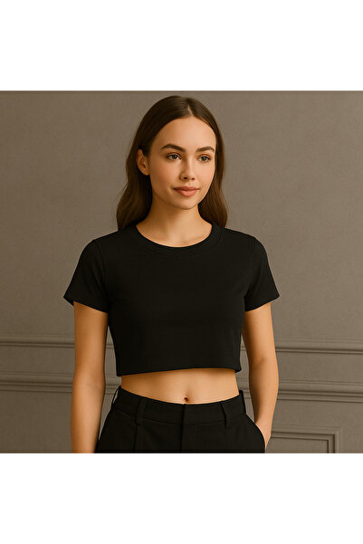 ALPİNGOMOU Women's Basic Short Sleeve Crop T-Shirt – Casual & Stylish Fit